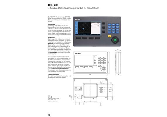 ACU-RITE Positionsanzeige DRO203  für 2 und 3 Achsen | Bild 2