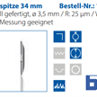 Doppel - Tastspitze 34 mm  aus Hartmetall  Ø3.5 mm / R:25µm / W:2x12° | Bild 3