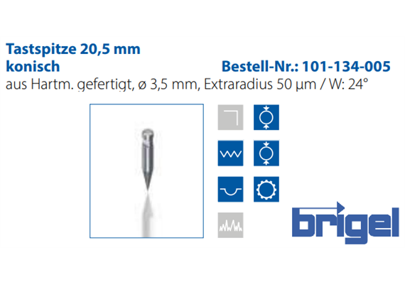 Stylet 20.5 mm,  Ø 3.5 mm / R: 25 µm / W: 12°,  métal dur | Bild 3