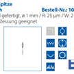 Stylet double 9 mm conique  en métal dur  Ø1 mm, / R: 25 µm / W: 2x 24°  réf. 101-330-090 | Bild 3