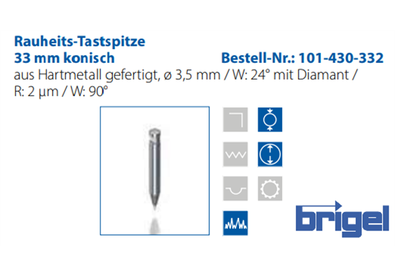 Stylet rugosité 33 mm conique  Ø 3.5 mm / W: 24° avec diamant/ | Bild 3